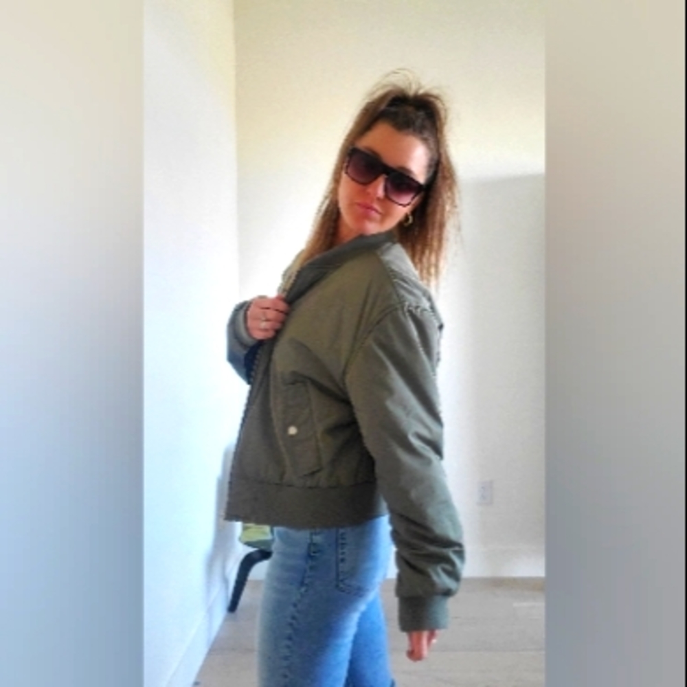 NWT 7 For All Mankind Olive/Army Green Bomber Jacket